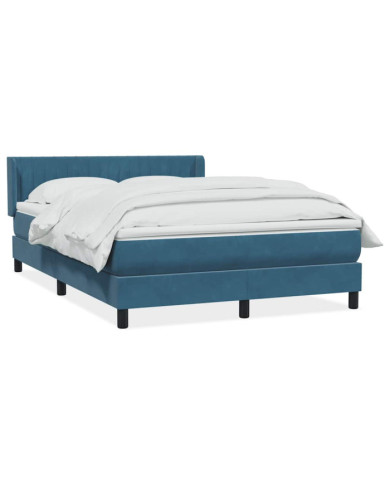 Sommier à lattes de lit et matelas bleu foncé 140x220cm velours | Mobilier & Déco