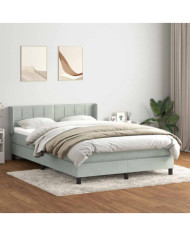 Sommier à lattes de lit et matelas gris clair 140x220cm velours | Mobilier & Déco