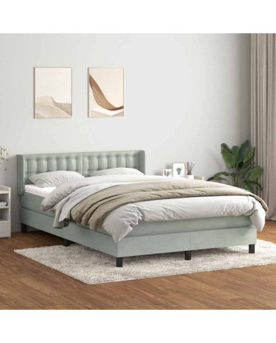 Sommier à lattes de lit et matelas gris clair 140x220cm velours | Mobilier & Déco