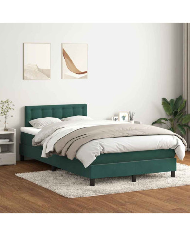 Sommier à lattes de lit et matelas vert foncé 120x220cm velours | Mobilier & Déco