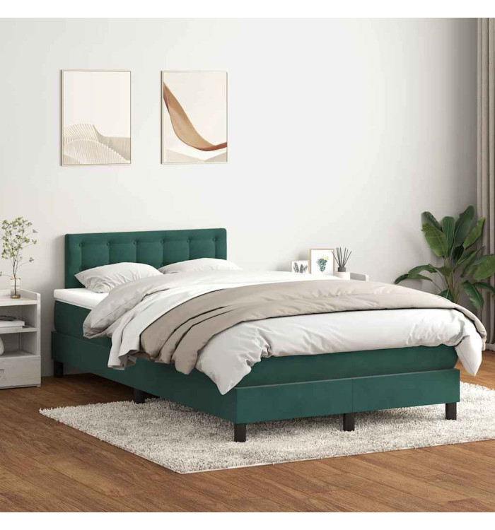 Sommier à lattes de lit et matelas vert foncé 120x220cm velours | Mobilier & Déco