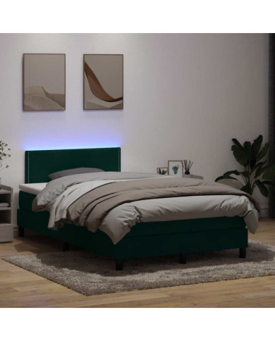 Sommier à lattes de lit et matelas vert foncé 120x220cm velours | Mobilier & Déco