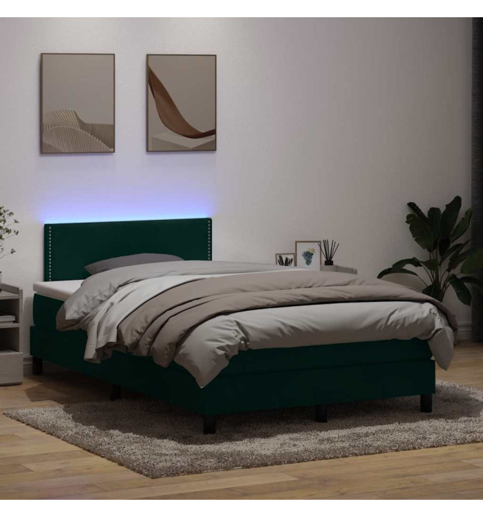 Sommier à lattes de lit et matelas vert foncé 120x220cm velours | Mobilier & Déco