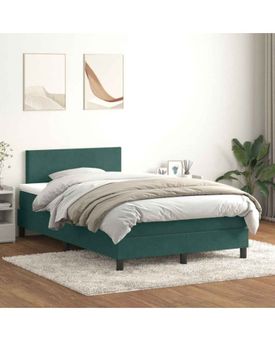Sommier à lattes de lit et matelas vert foncé 120x220cm velours | Mobilier & Déco