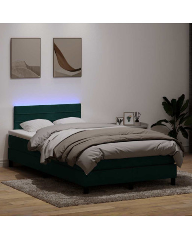 Sommier à lattes de lit et matelas vert foncé 120x220cm velours | Mobilier & Déco