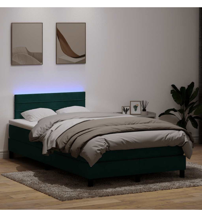 Sommier à lattes de lit et matelas vert foncé 120x220cm velours | Mobilier & Déco
