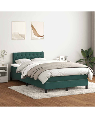 Sommier à lattes de lit et matelas vert foncé 120x220cm velours | Mobilier & Déco