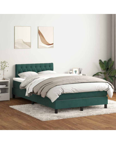 Sommier à lattes de lit et matelas vert foncé 120x220cm velours | Mobilier & Déco
