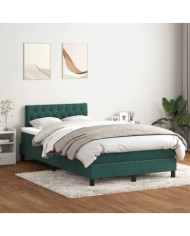 Sommier à lattes de lit et matelas vert foncé 120x220cm velours | Mobilier & Déco