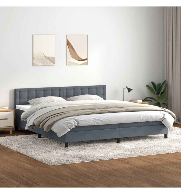 Sommier à lattes de lit et matelas gris foncé 200x210cm velours | Mobilier & Déco