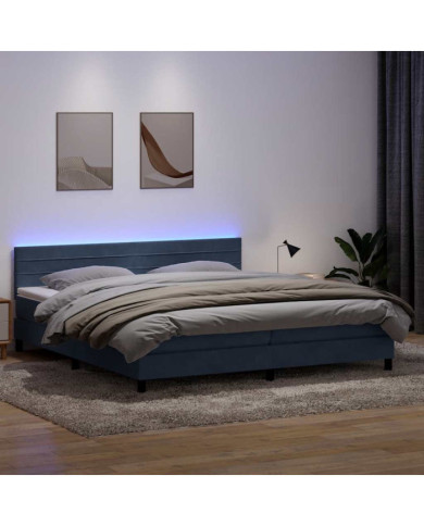 Sommier à lattes de lit et matelas gris foncé 200x210cm velours | Mobilier & Déco