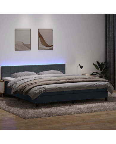 Sommier à lattes de lit et matelas gris foncé 200x210cm velours | Mobilier & Déco