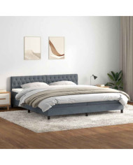Sommier à lattes de lit et matelas gris foncé 200x210cm velours | Mobilier & Déco