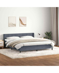 Sommier à lattes de lit et matelas gris foncé 200x210cm velours | Mobilier & Déco