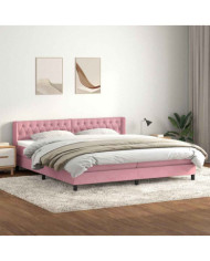 Sommier à lattes de lit avec matelas rose 200x210 cm velours | Mobilier & Déco