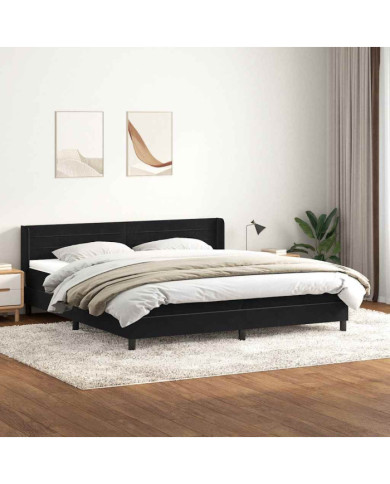 Sommier à lattes de lit avec matelas noir 200x210 cm Velours | Mobilier & Déco