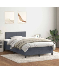 Sommier à lattes de lit et matelas gris foncé 120x210cm velours | Mobilier & Déco