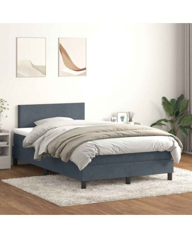 Sommier à lattes de lit et matelas gris foncé 120x210cm velours | Mobilier & Déco