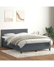 Sommier à lattes de lit et matelas gris foncé 160x210cm velours | Mobilier & Déco