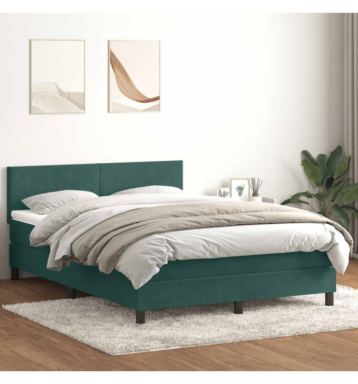 Sommier à lattes de lit et matelas vert foncé 160x210cm velours | Mobilier & Déco
