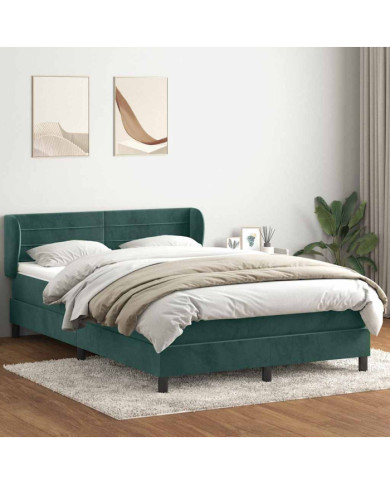 Sommier à lattes de lit et matelas vert foncé 160x210cm velours | Mobilier & Déco