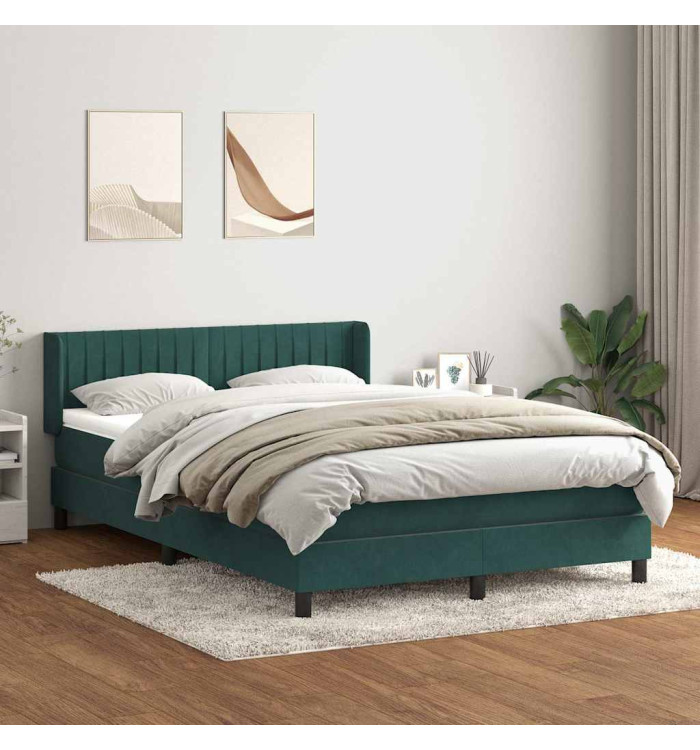 Sommier à lattes de lit et matelas vert foncé 160x210cm velours | Mobilier & Déco