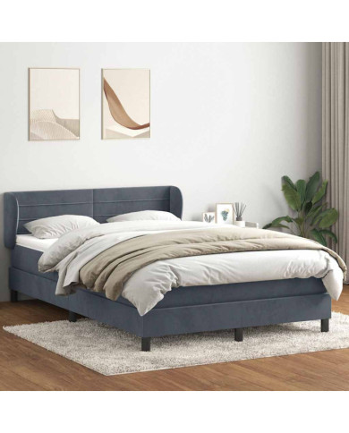 Sommier à lattes de lit et matelas gris foncé 160x210cm velours | Mobilier & Déco