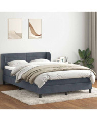 Sommier à lattes de lit et matelas gris foncé 160x210cm velours | Mobilier & Déco