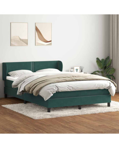 Sommier à lattes de lit et matelas vert foncé 160x210cm velours | Mobilier & Déco