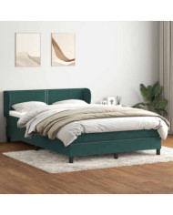 Sommier à lattes de lit et matelas vert foncé 160x210cm velours | Mobilier & Déco