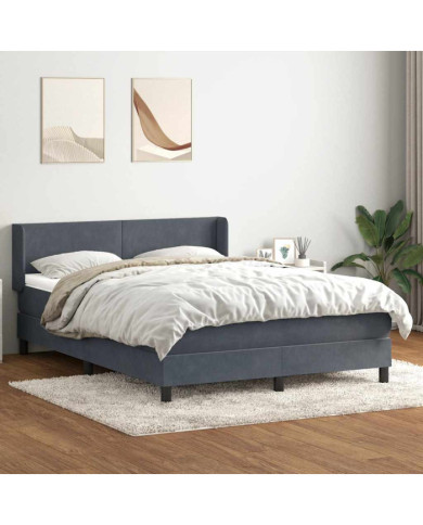 Sommier à lattes de lit et matelas gris foncé 160x210cm velours | Mobilier & Déco
