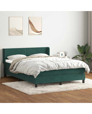 Sommier à lattes de lit et matelas vert foncé 160x210cm velours | Mobilier & Déco