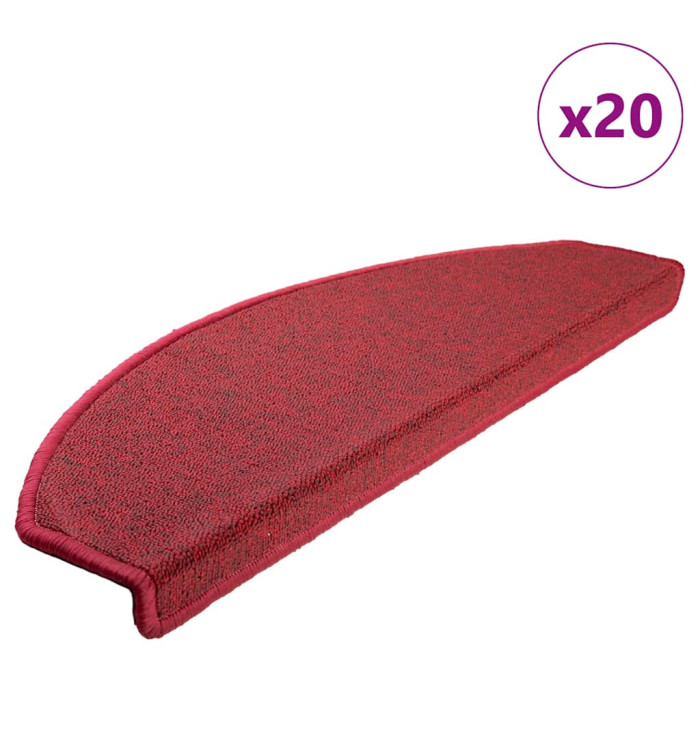 Tapis d'escalier 20 pcs rouge bordeaux 65x24x4 cm | Mobilier & Déco