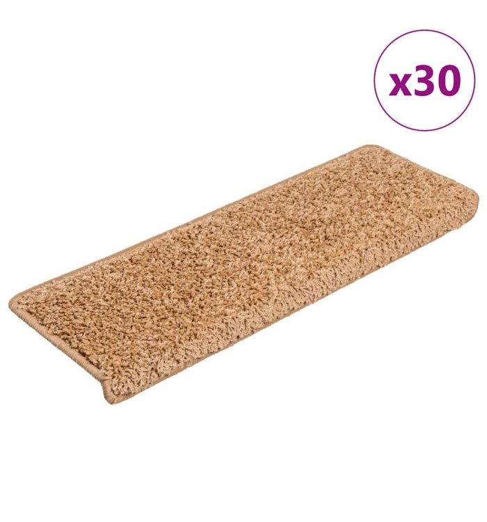 Tapis d'escalier 30 pcs 65x21x4 cm Beige | Mobilier & Déco