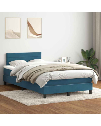 Sommier à lattes de lit et matelas bleu foncé 120x210cm velours | Mobilier & Déco