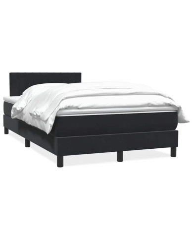 Sommier à lattes de lit avec matelas noir 120x210 cm velours | Mobilier & Déco