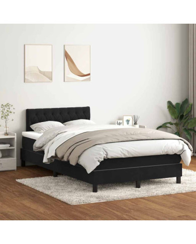 Sommier à lattes de lit avec matelas noir 120x210 cm velours | Mobilier & Déco