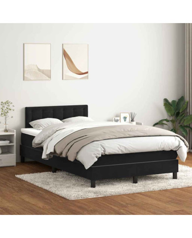 Sommier à lattes de lit avec matelas noir 120x210 cm velours | Mobilier & Déco
