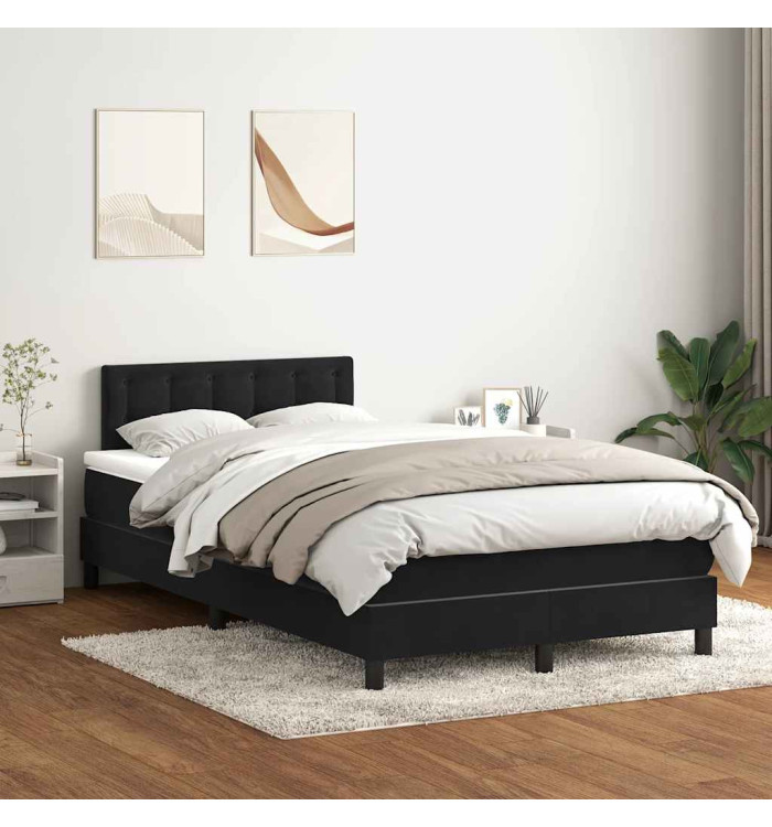 Sommier à lattes de lit avec matelas noir 120x210 cm velours | Mobilier & Déco