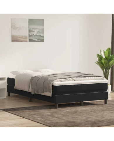 Sommier à lattes de lit avec matelas noir 120x210 cm velours | Mobilier & Déco