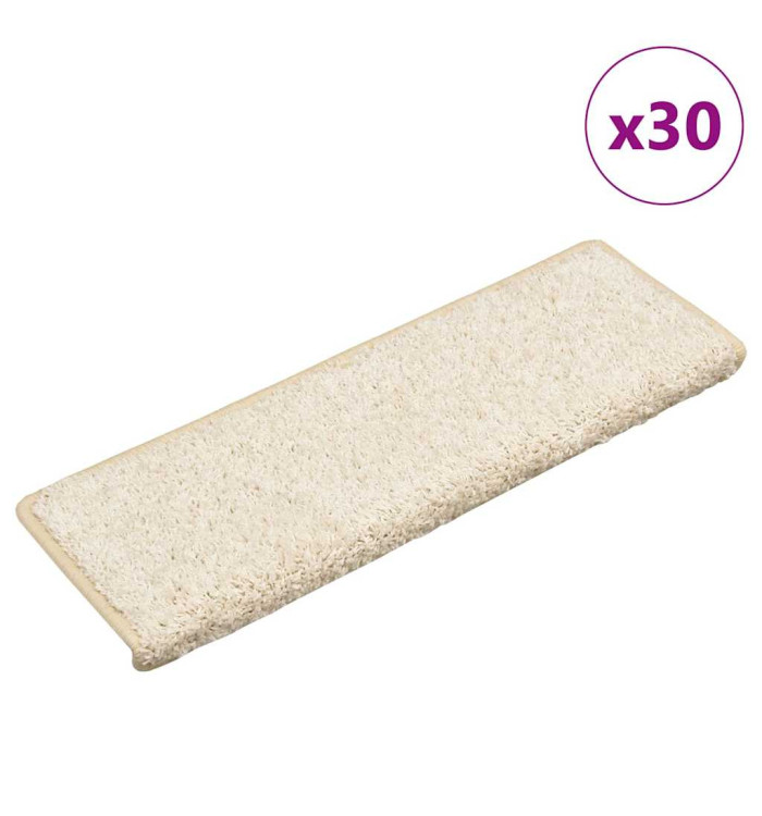 Tapis d'escalier 30 pcs 65x21x4 cm Blanc | Mobilier & Déco