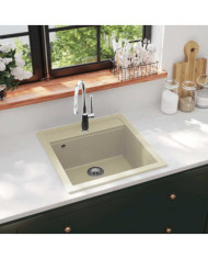 Évier de cuisine Granit Seul lavabo Beige | Mobilier & Déco