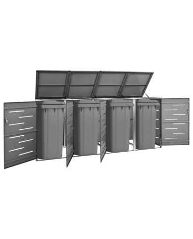 Abri pour quatre poubelles 276,5x77,5x112,5 cm Inox | Mobilier & Déco