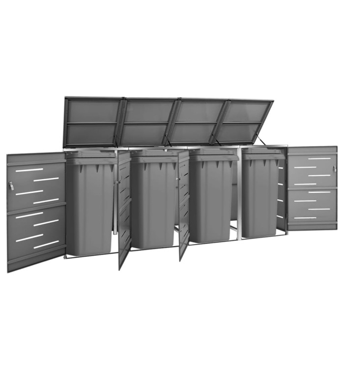 Abri pour quatre poubelles 276,5x77,5x112,5 cm Inox | Mobilier & Déco