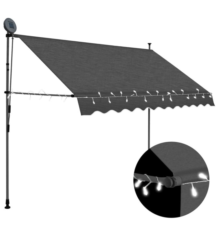 Auvent manuel rétractable avec LED 250 cm Anthracite | Mobilier & Déco