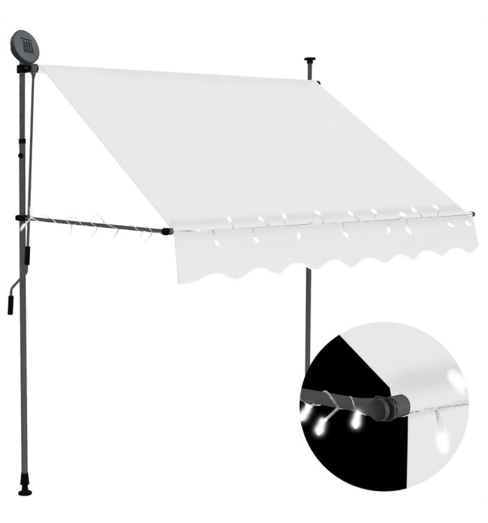 Auvent manuel rétractable avec LED 200 cm Crème | Mobilier & Déco