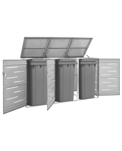 Abri pour trois poubelles 207x77,5x112,5 cm Inox | Mobilier & Déco