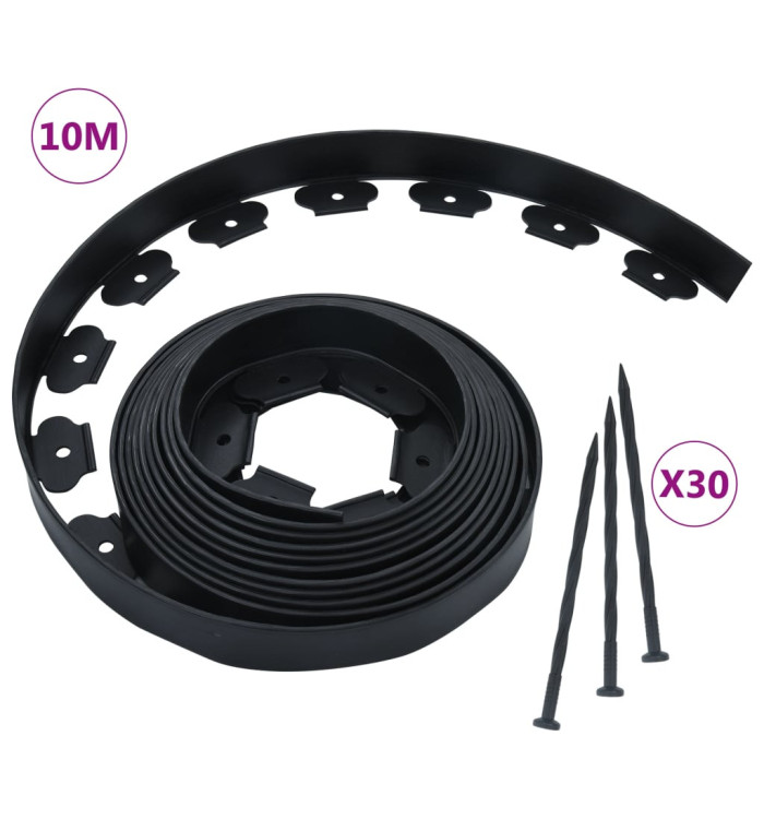 Bordure de pelouse flexible avec 30 piquets 10 m 5 cm | Mobilier & Déco