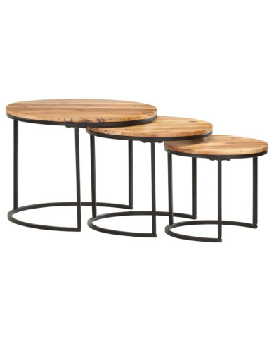 Tables gigognes 3 pcs Bois d'acacia massif | Mobilier & Déco