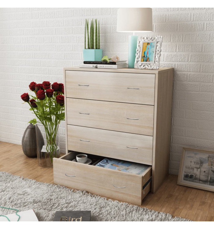 Buffet avec 4 tiroirs 60 x 30,5 x 71 cm Couleur de chêne | Mobilier & Déco